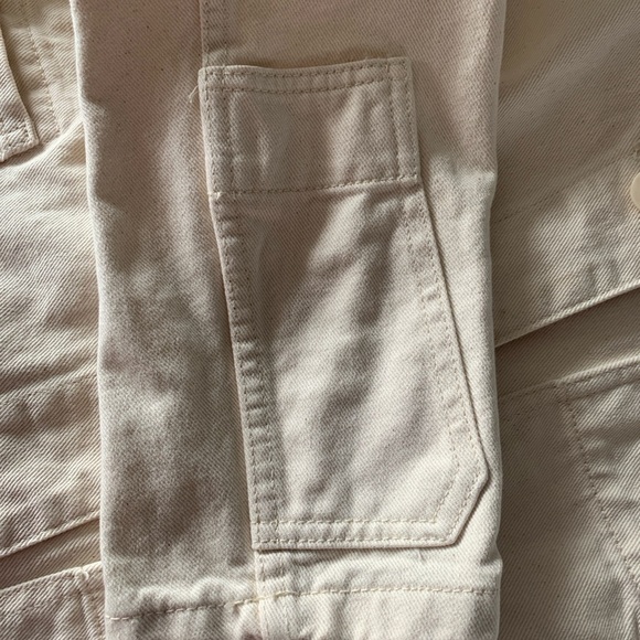 Zara Women's Cream Oversized Collarless Denim Jacket Size Small - Picture 6 of 8